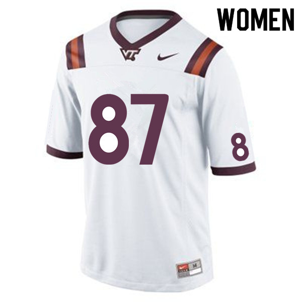 Women #87 Jacoby Pinckney Virginia Tech Hokies College Football Jerseys Sale-White